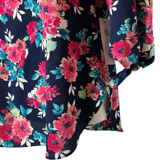 Stitch Fix Status Top Womens Size S Blue Pink Floral Off Shoulder Colorful NWT - Picture 3 of 12